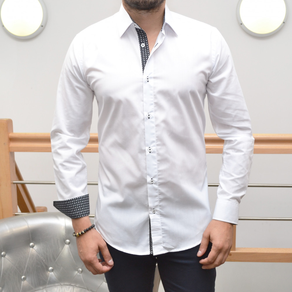 Chemise homme blanche intérieur gris