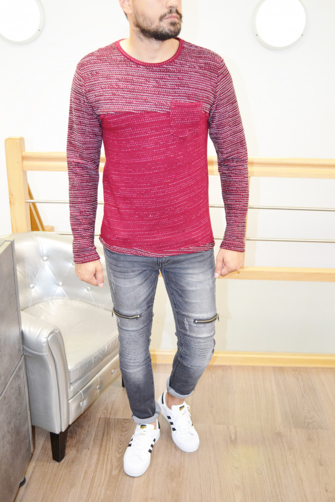 Pull homme bordeaux