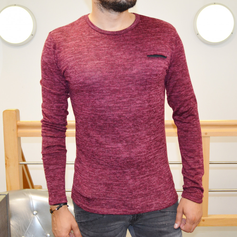 Pull homme bordeaux