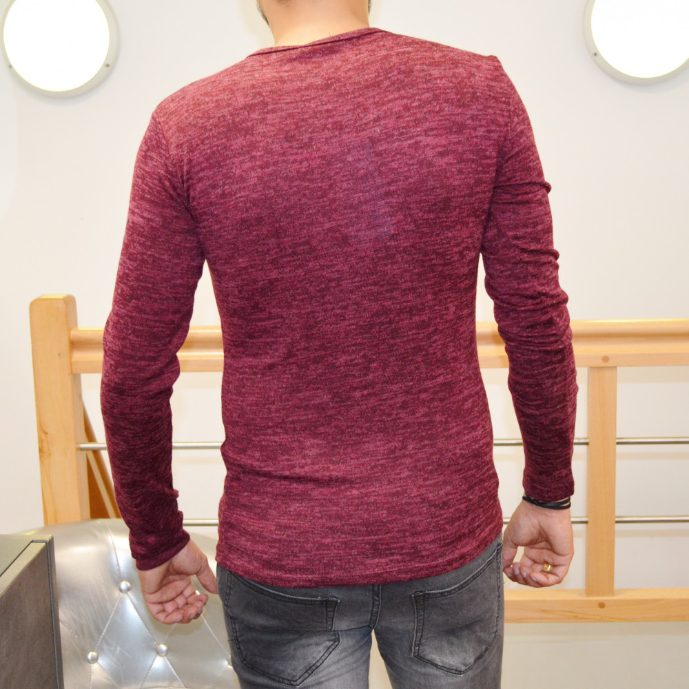 Pull homme bordeaux