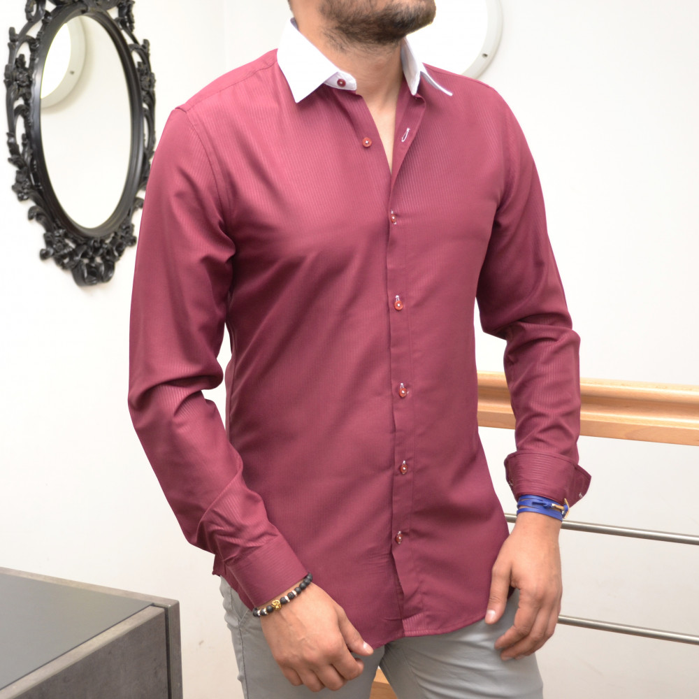 Chemise homme bordeaux