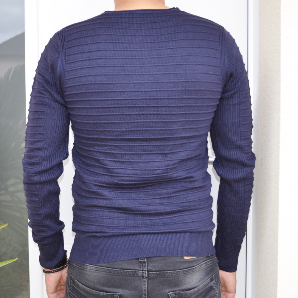 Pull homme bleu marine