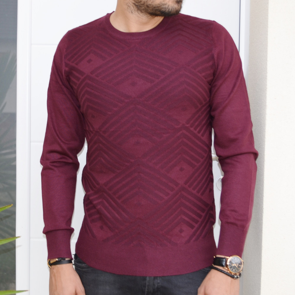 Pull homme bordeaux