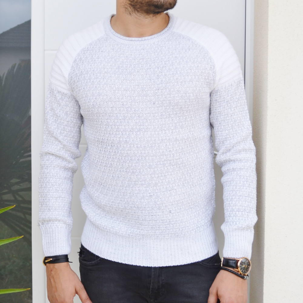 Pull homme gris