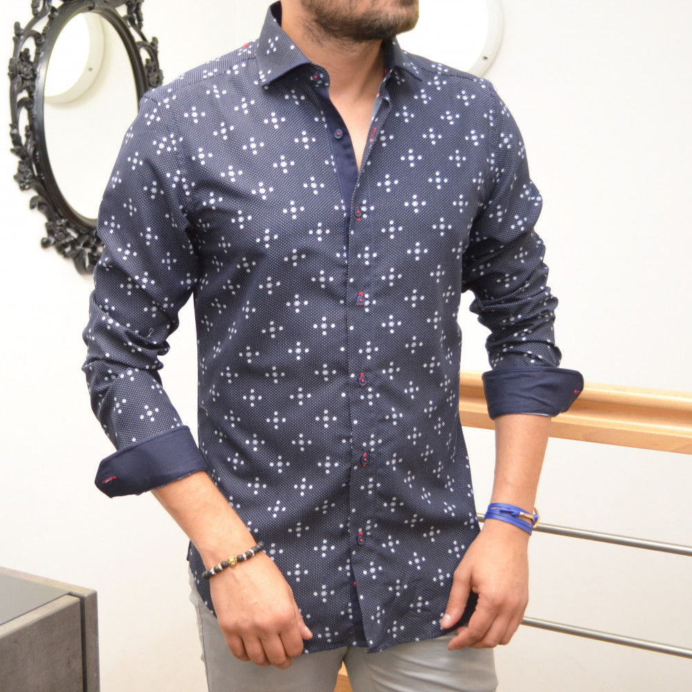 Chemise homme bleu marine