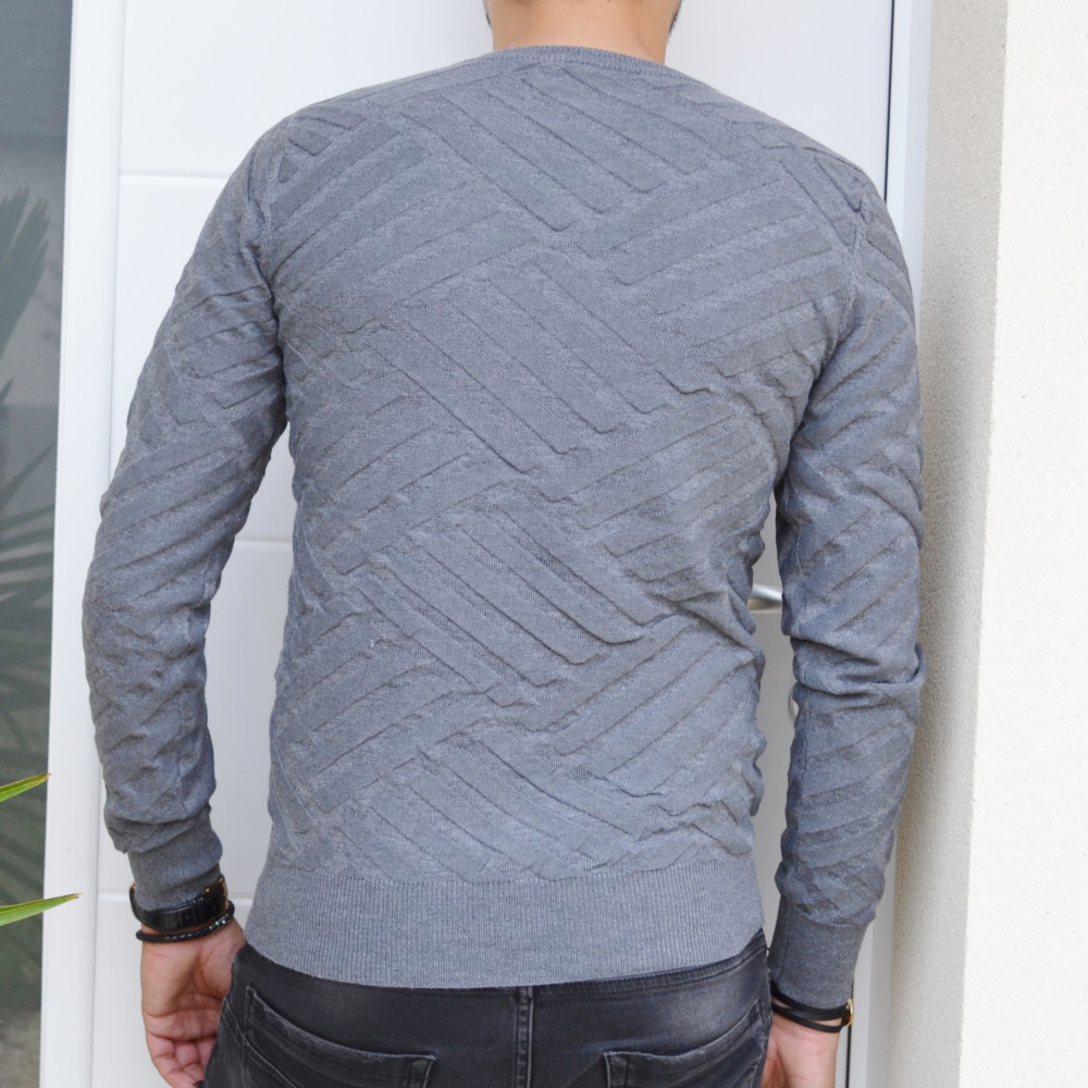 Pull homme gris