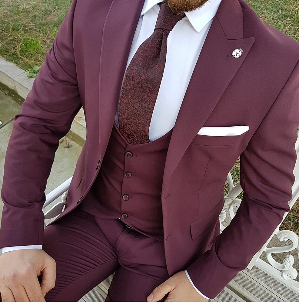 Costume homme bordeaux