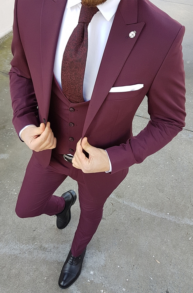 Costume homme bordeaux