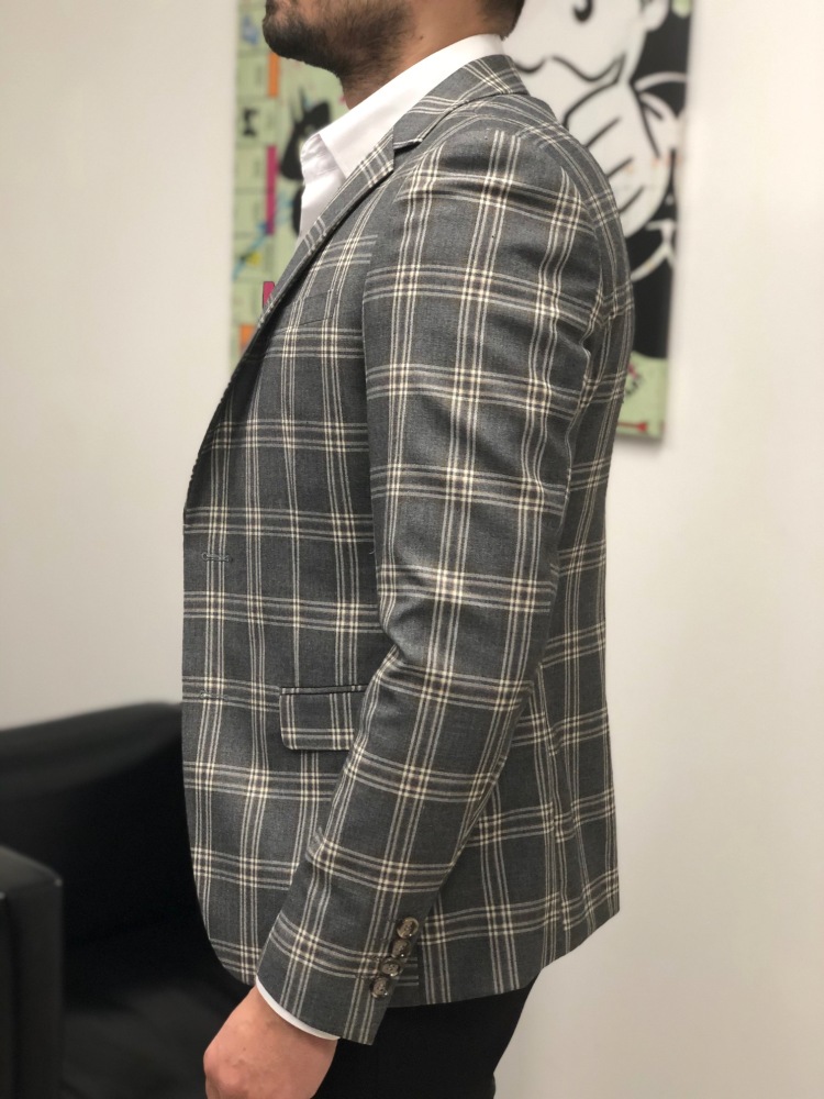 Blazer homme gris à carreaux ultra slim