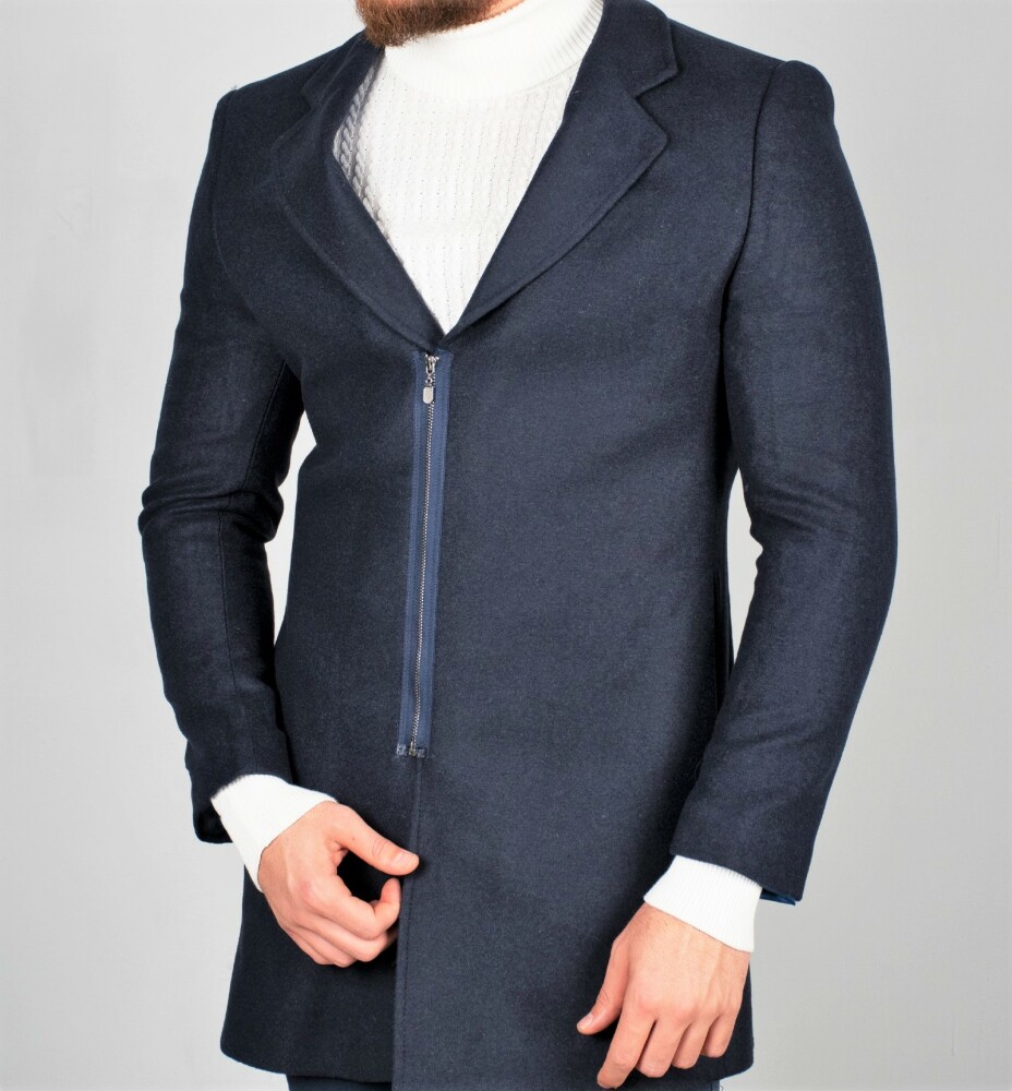 Manteau homme noir slim avec zip