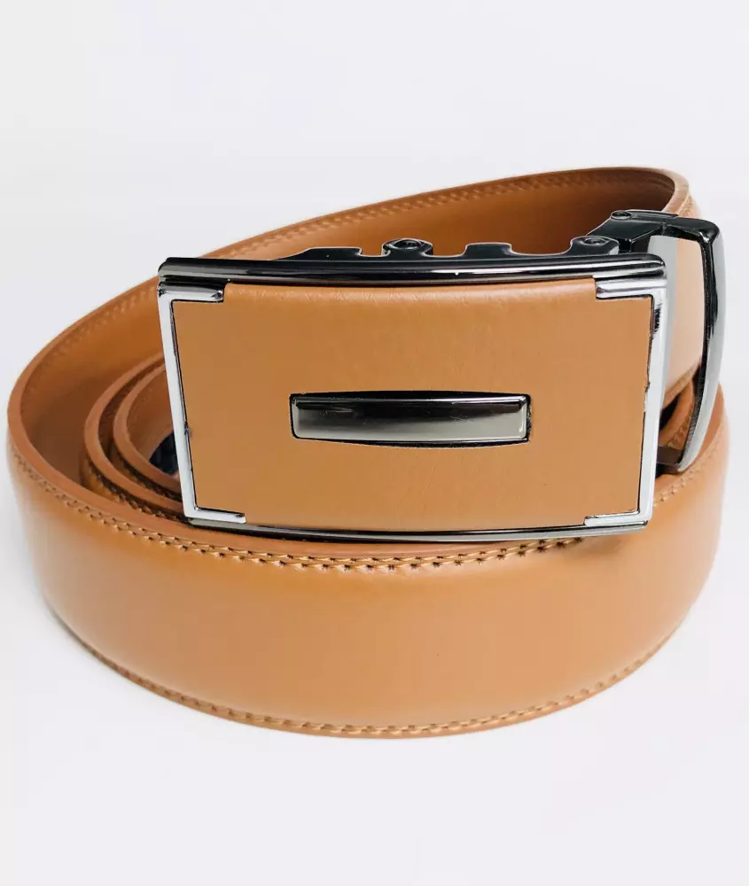 Ceinture homme cuir camel réglage automatique