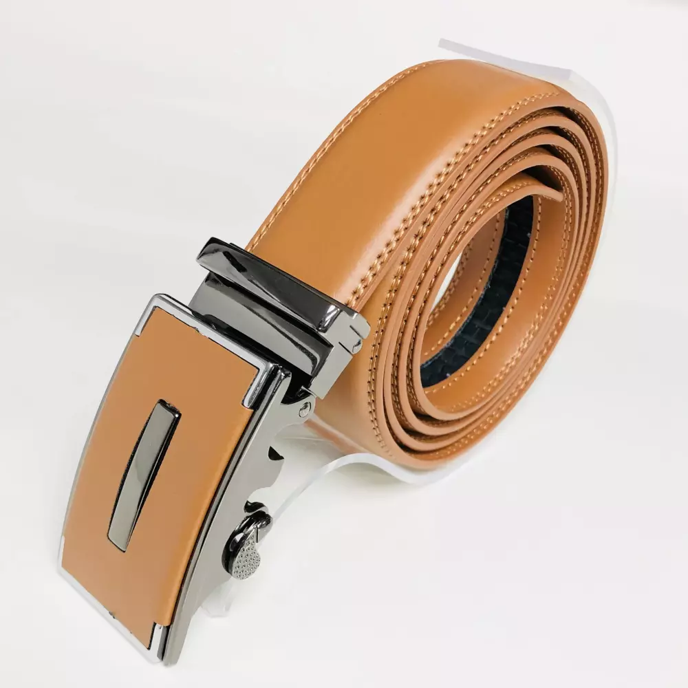 Ceinture homme cuir camel réglage automatique