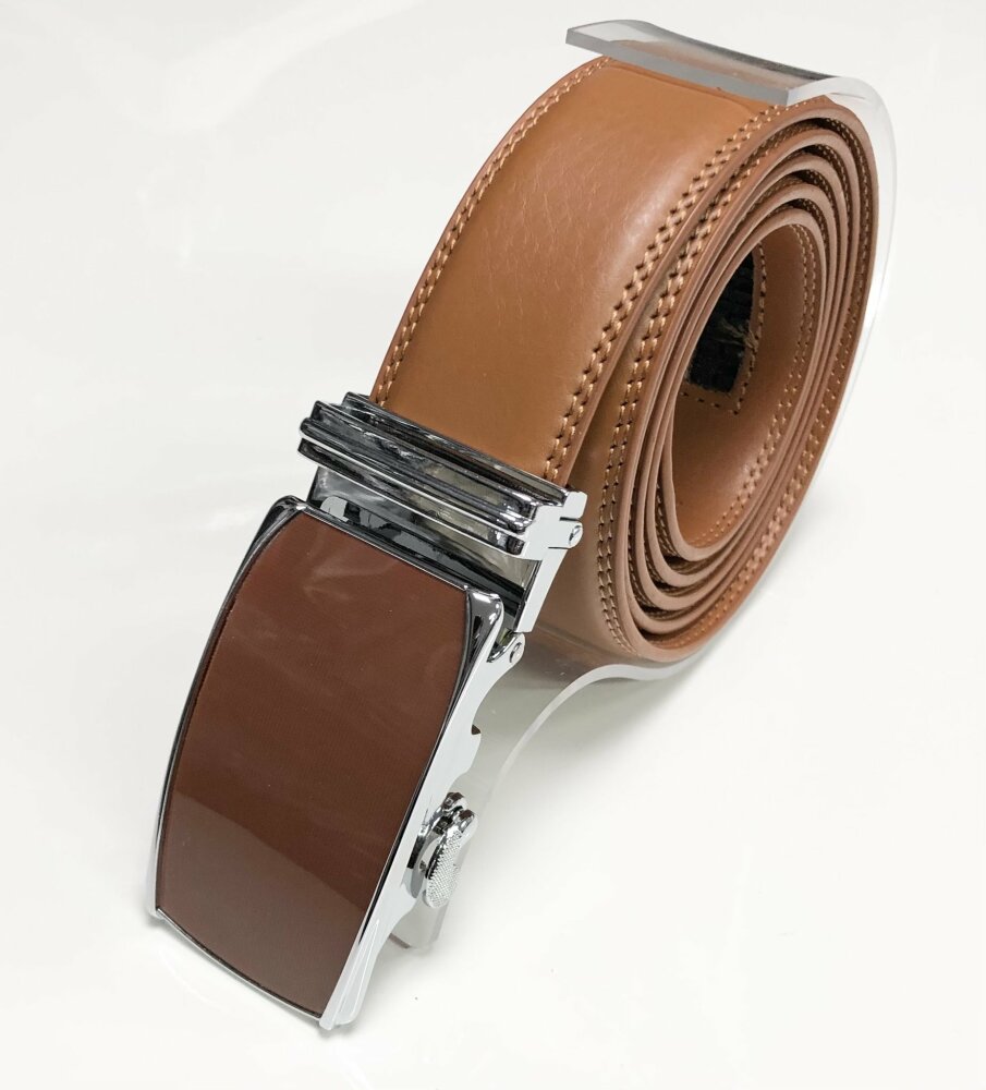 Ceinture homme cuir camel réglage automatique