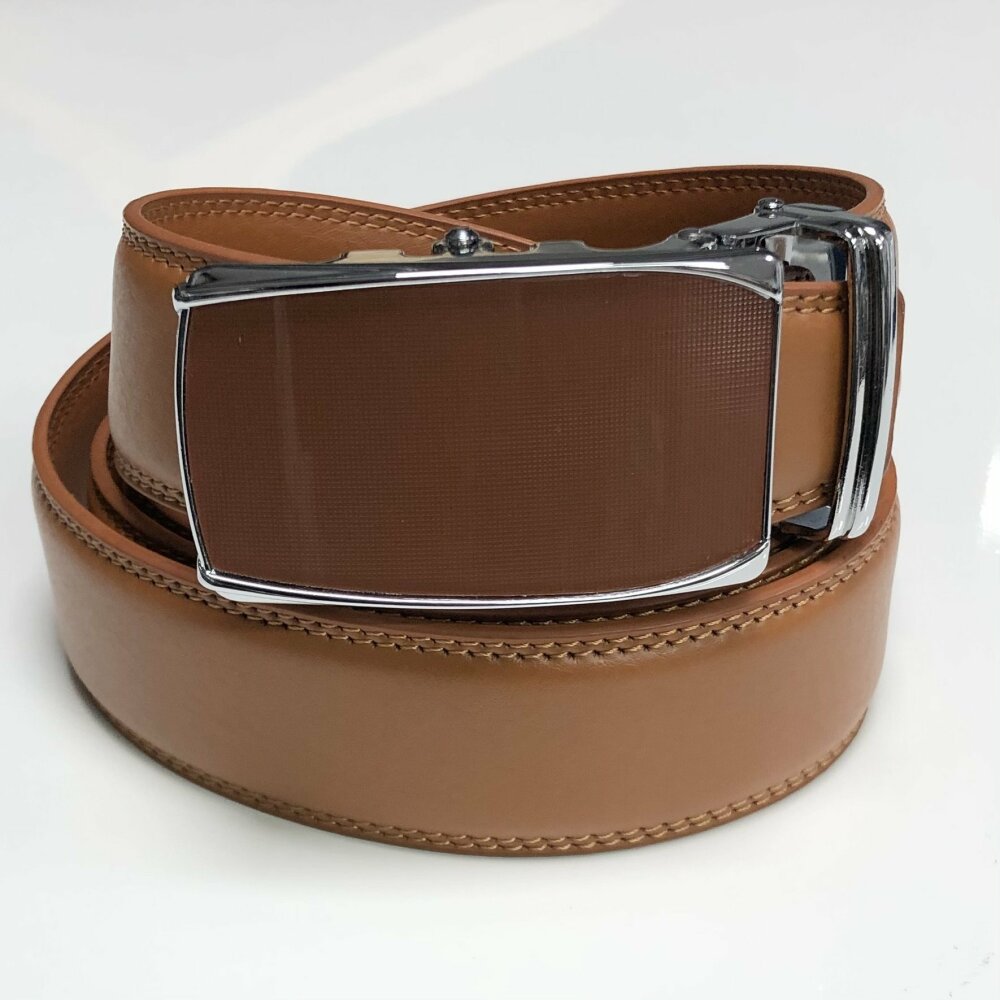 Ceinture homme cuir camel réglage automatique