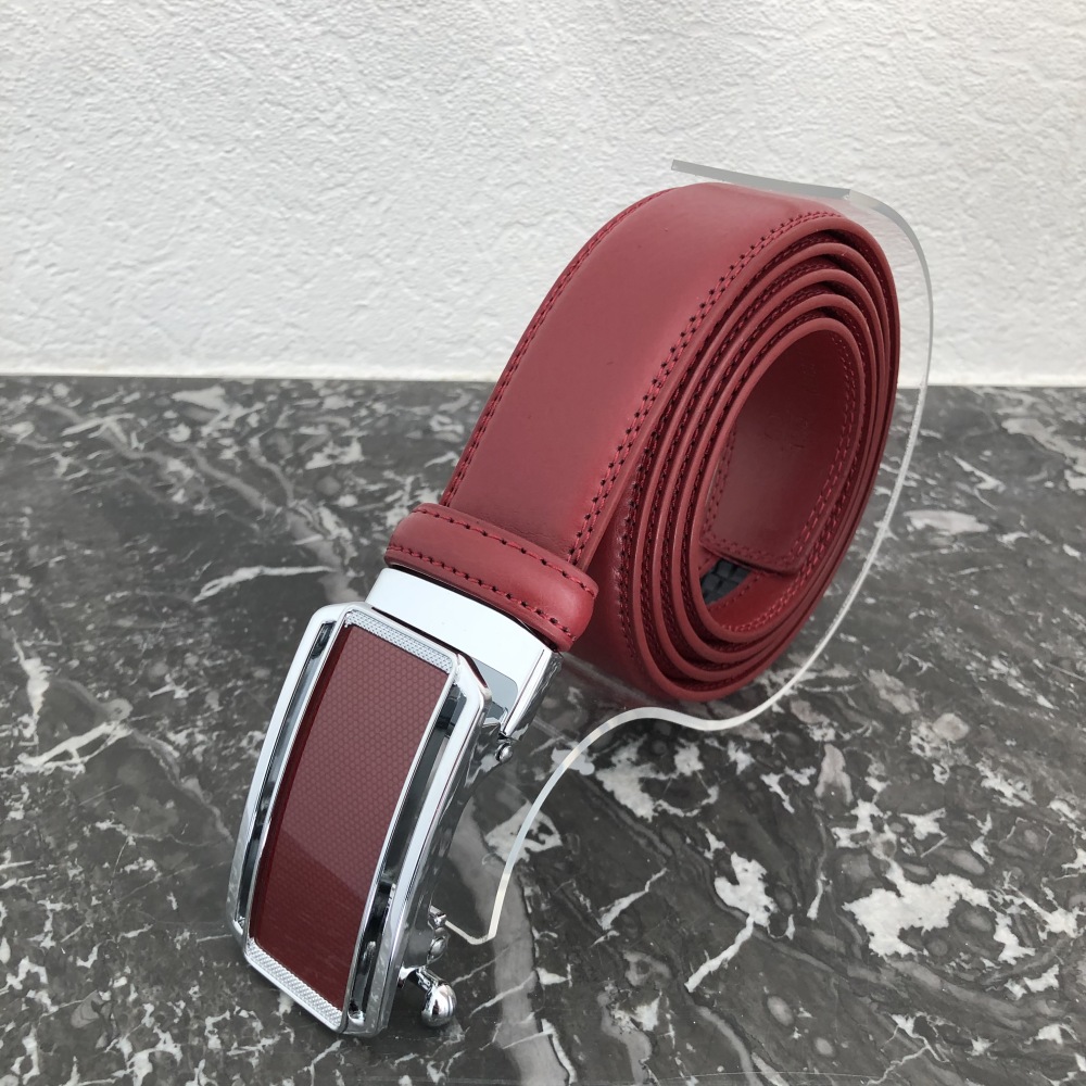 Ceinture homme cuir rouge réglage automatique