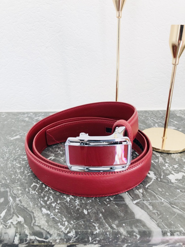 Ceinture homme cuir rouge réglage automatique