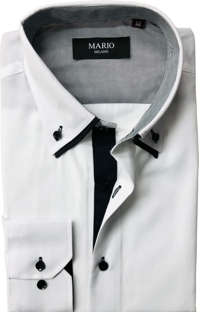 chemise blanche double cols noir