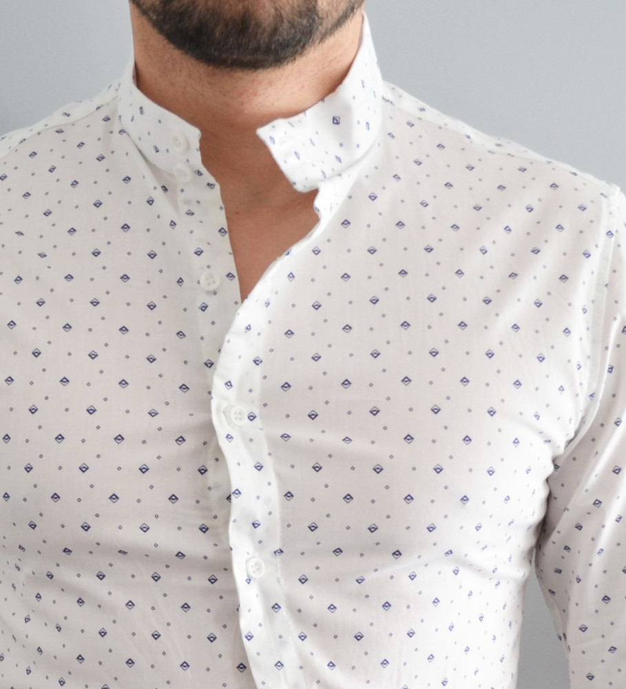 chemise homme blanche extra slim avec motifs losange