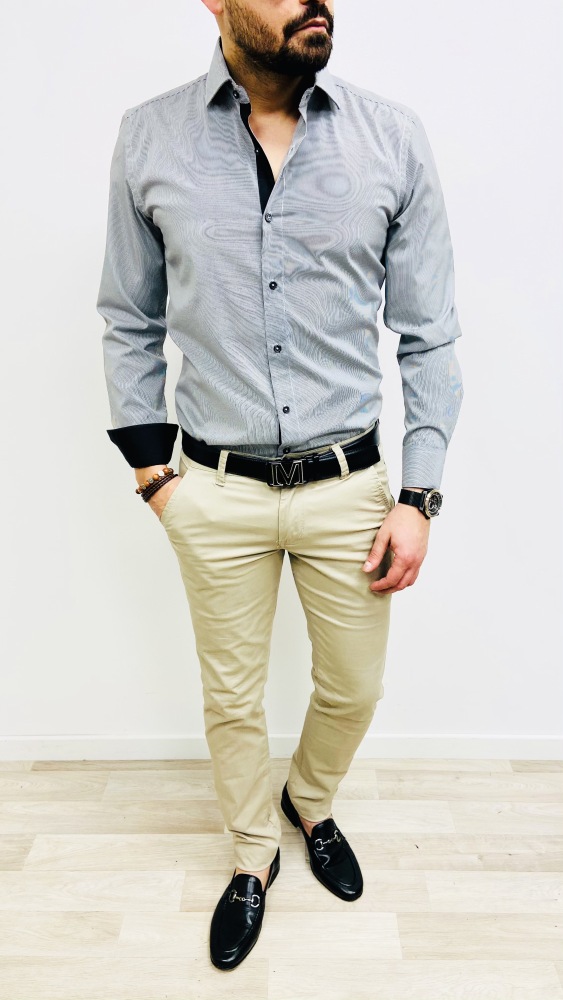 chemise homme blanche à fines rayures noire