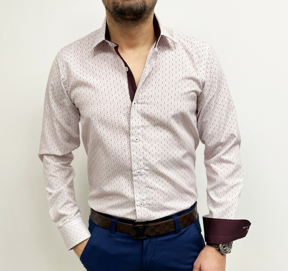 chemise homme blanche petit motif