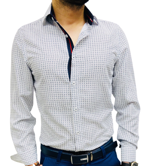 chemise homme blanche avec petits rond