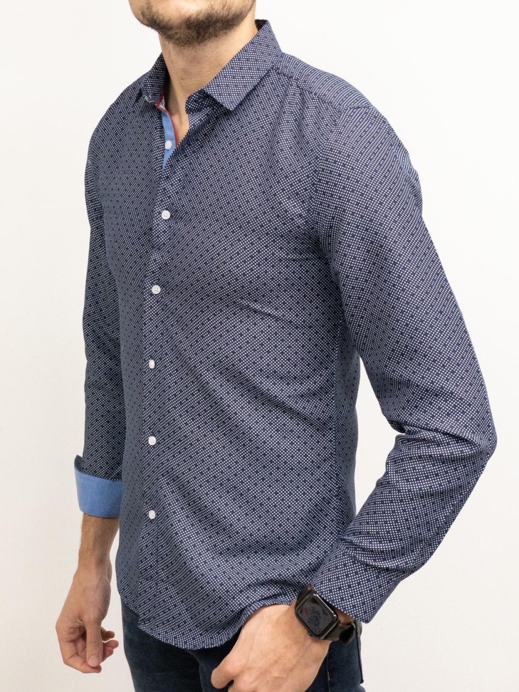 chemise homme bleu ciel slim effet chevron