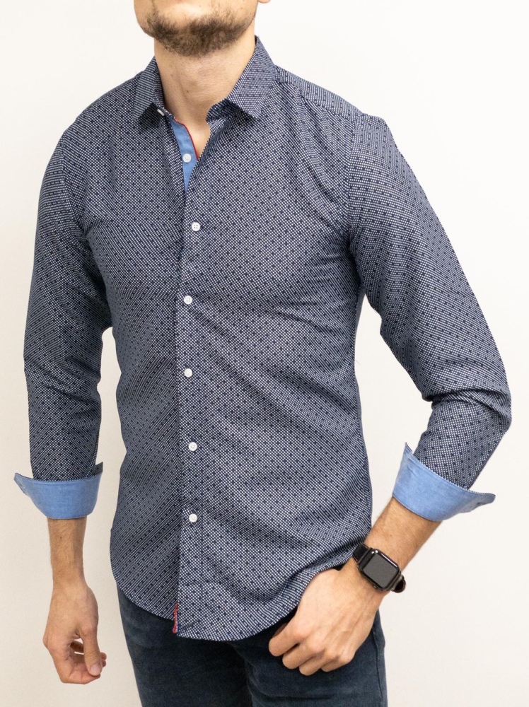 chemise homme bleu ciel slim effet chevron