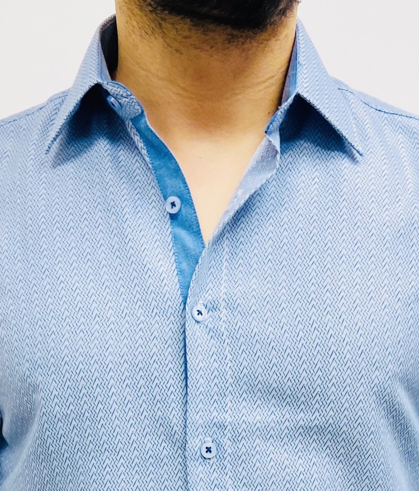 chemise homme bleu ciel slim effet chevron