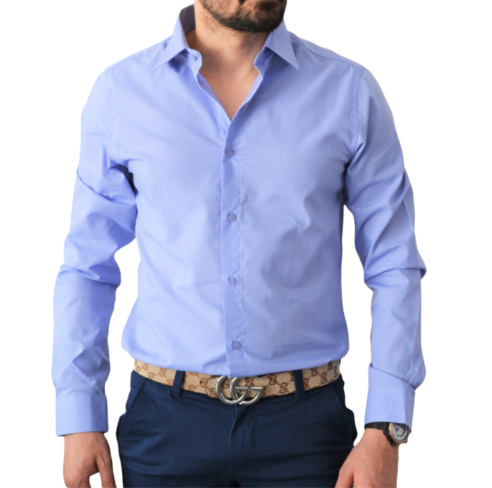 Chemise homme bleu ciel unie slim