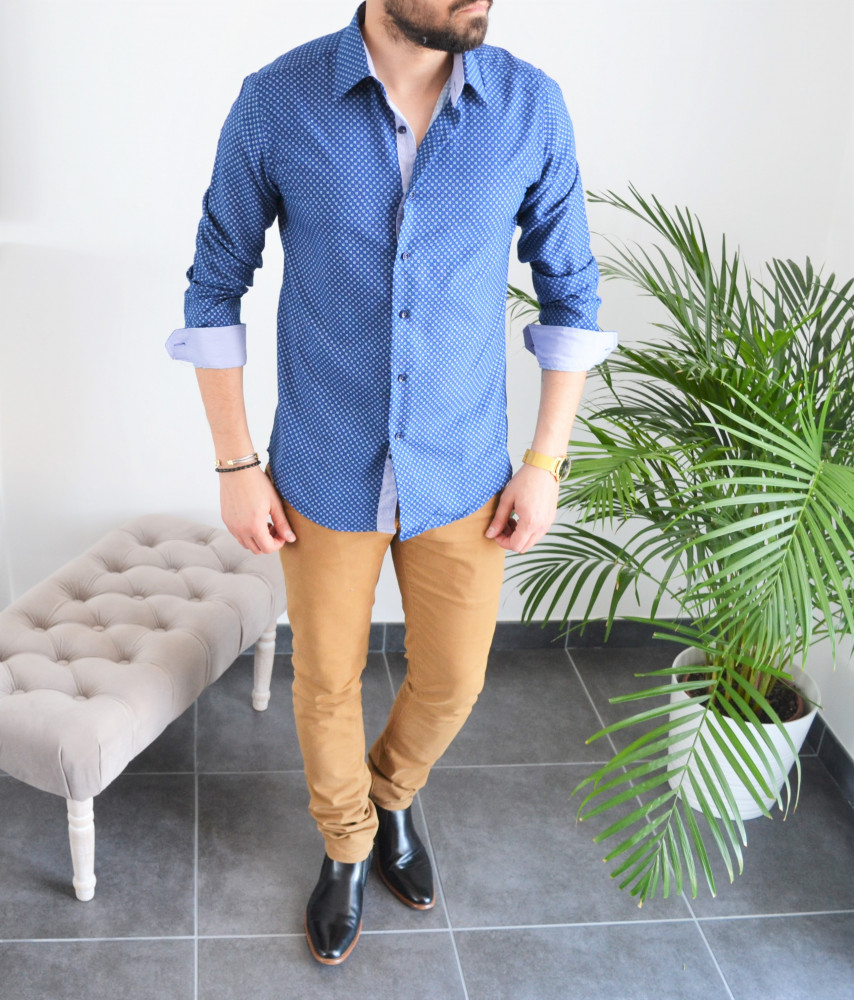 chemise homme bleu intérieur ciel slim