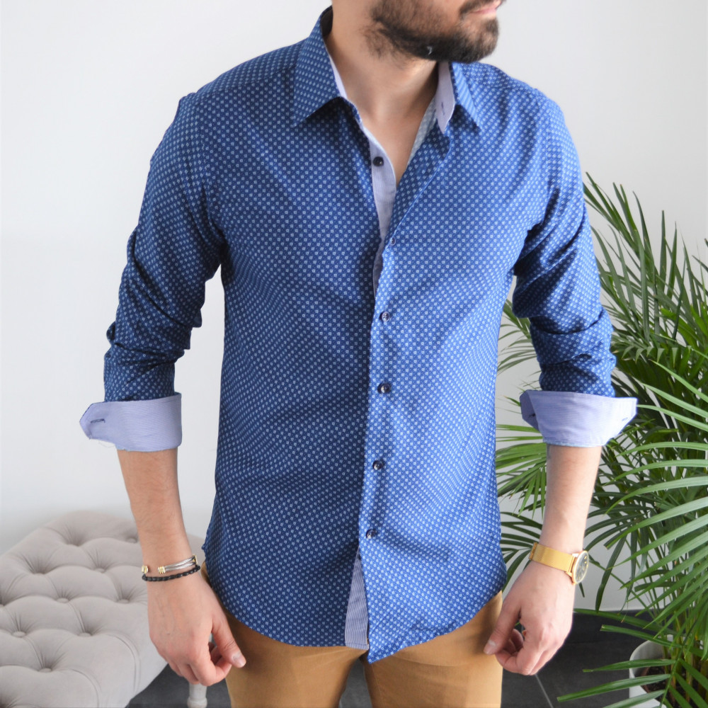 chemise homme bleu intérieur ciel slim