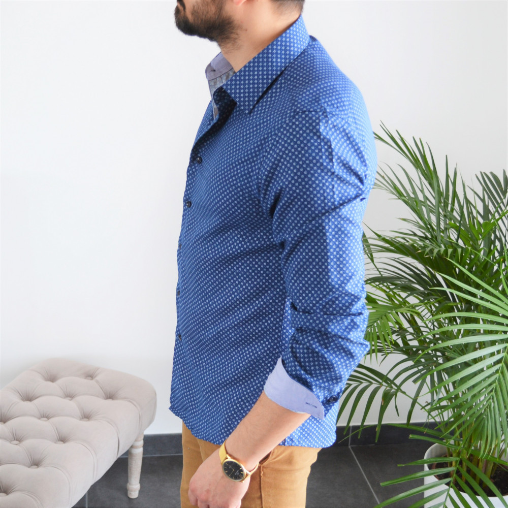 chemise homme bleu intérieur ciel slim