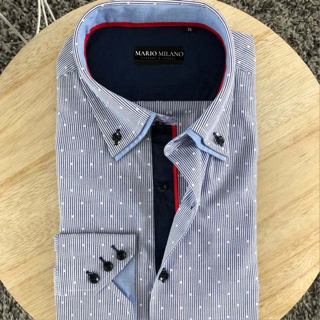 chemise homme bleu slim à petits points