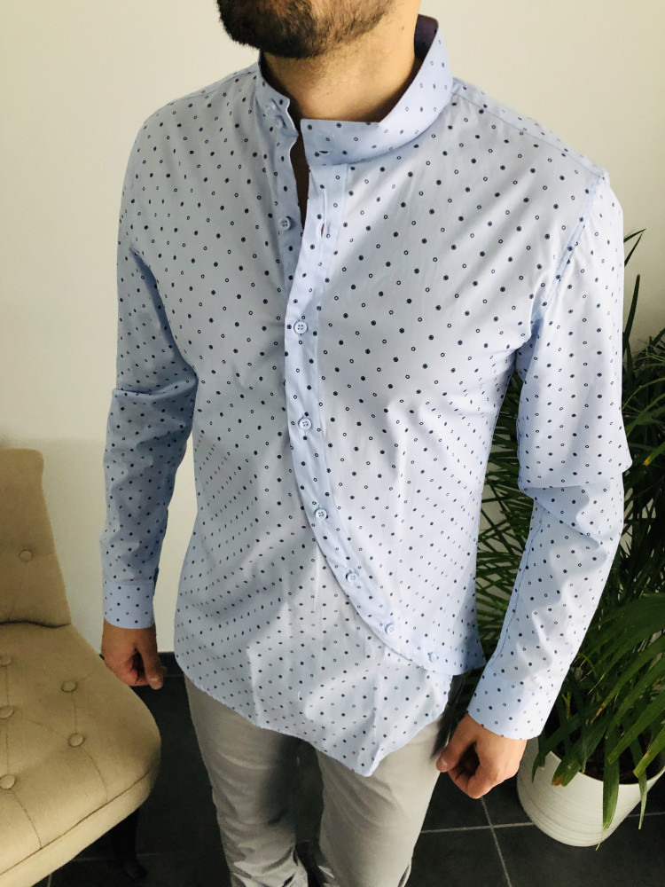 chemise homme bleu extra slim avec motifs fleuris
