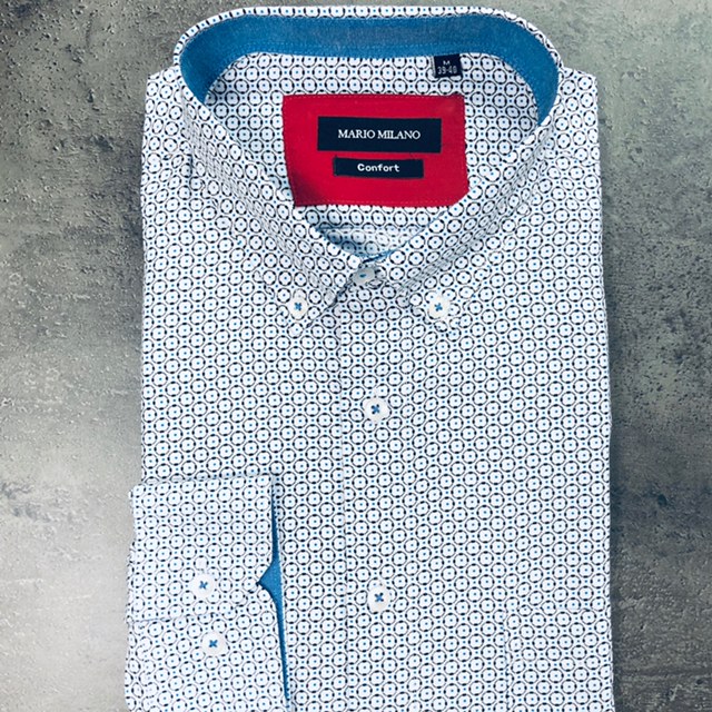 chemise homme blanche motifs disques