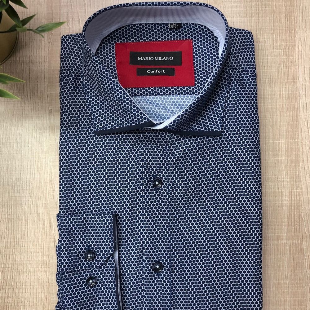 chemise homme bleu marine motifs losange