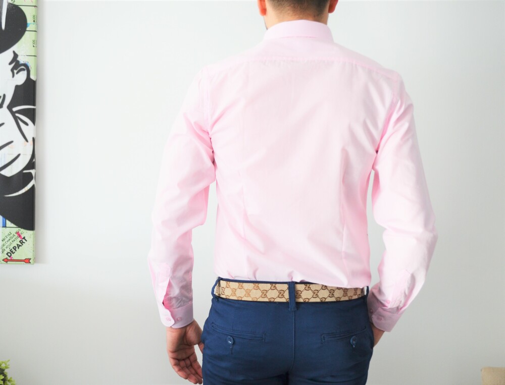 Chemise homme rose clair unie slim