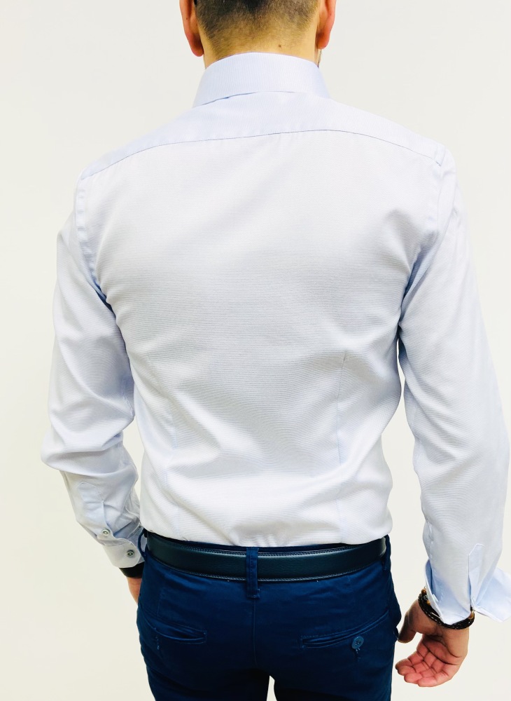 chemise homme bleu ciel slim intérieur blanc