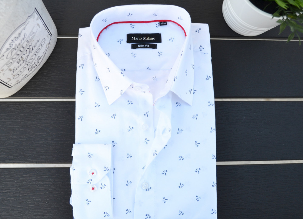 Chemise blanche slim avec imprimé abeille