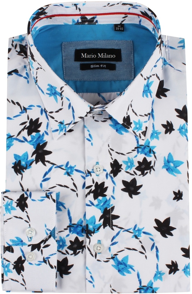 Chemise homme blanche et bleu slim