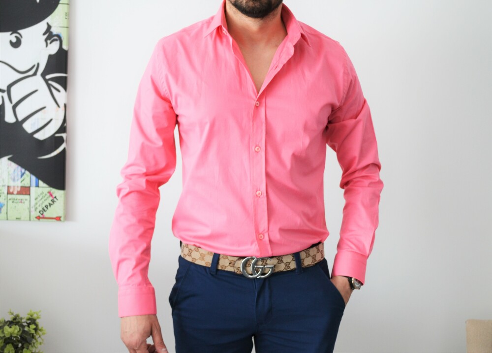 Chemise homme corail unie slim