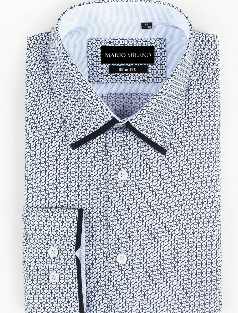 chemise homme slim blanche motif cube 3D