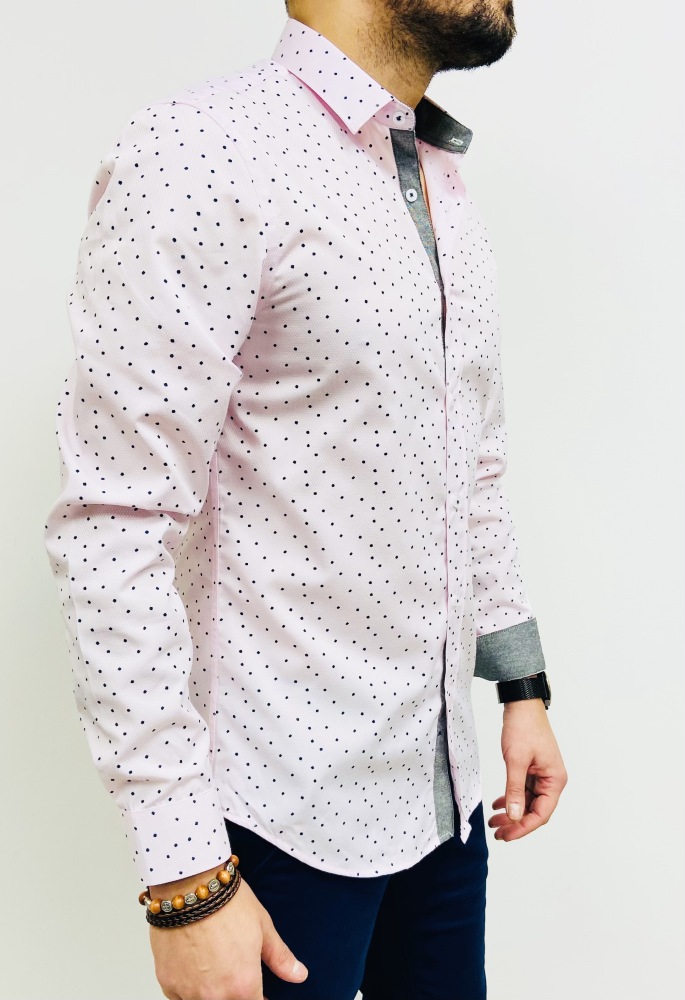 chemise homme rose petits points