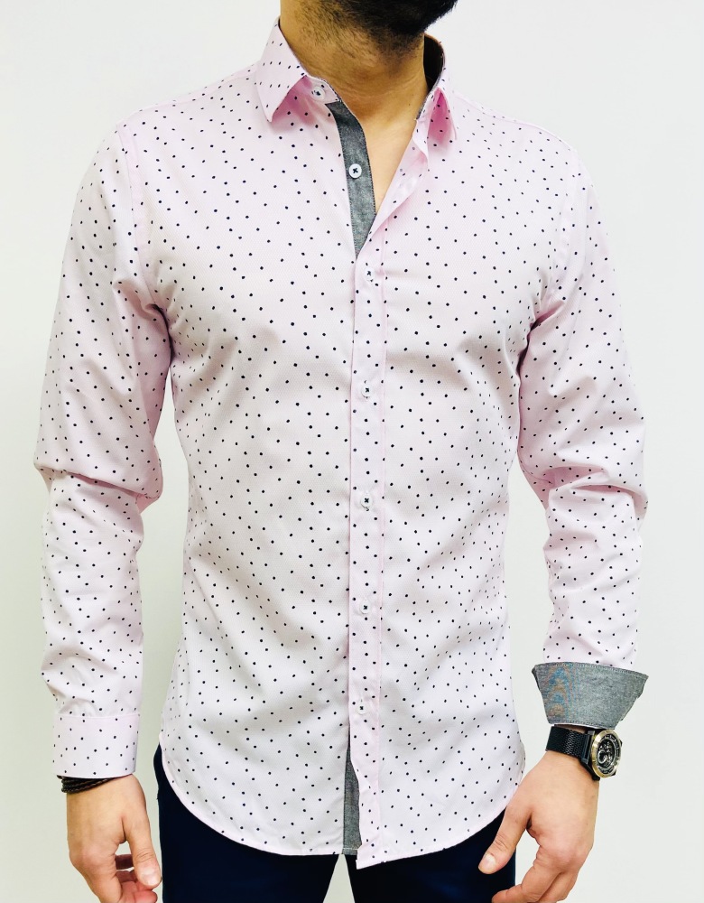 chemise homme rose petits points