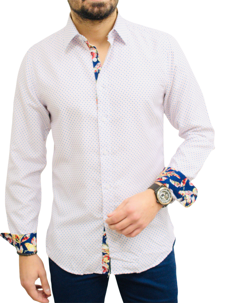 chemise homme slim blanche motif