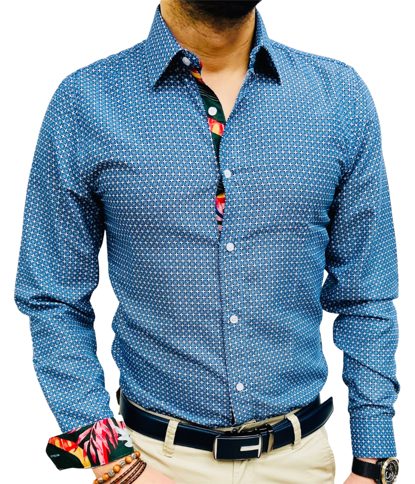 chemise homme slim bleu