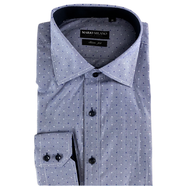 chemise homme slim à petits points bleu