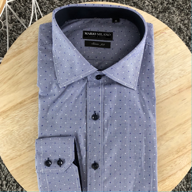 chemise homme slim à petits points bleu