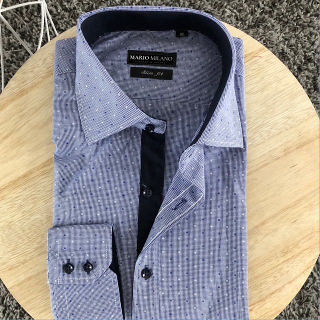 chemise homme slim à petits points bleu