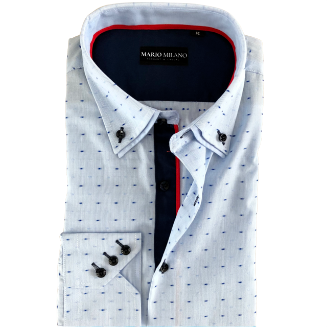 chemise homme slim à petits points bleu ciel